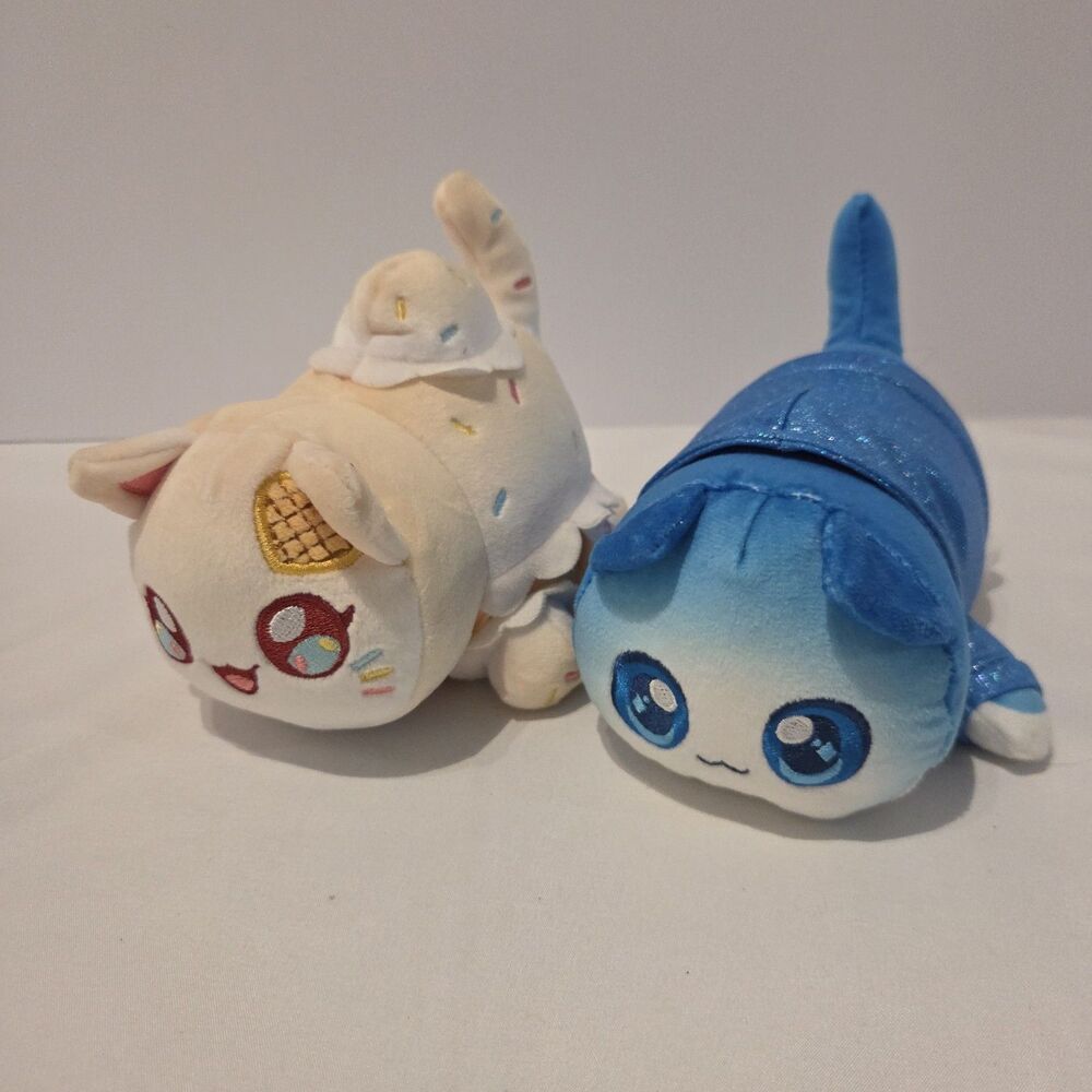 Lot Of 2 Aphmau MeeMeows 6" Blue Hoodie Glitter Yellow White Ice Cream